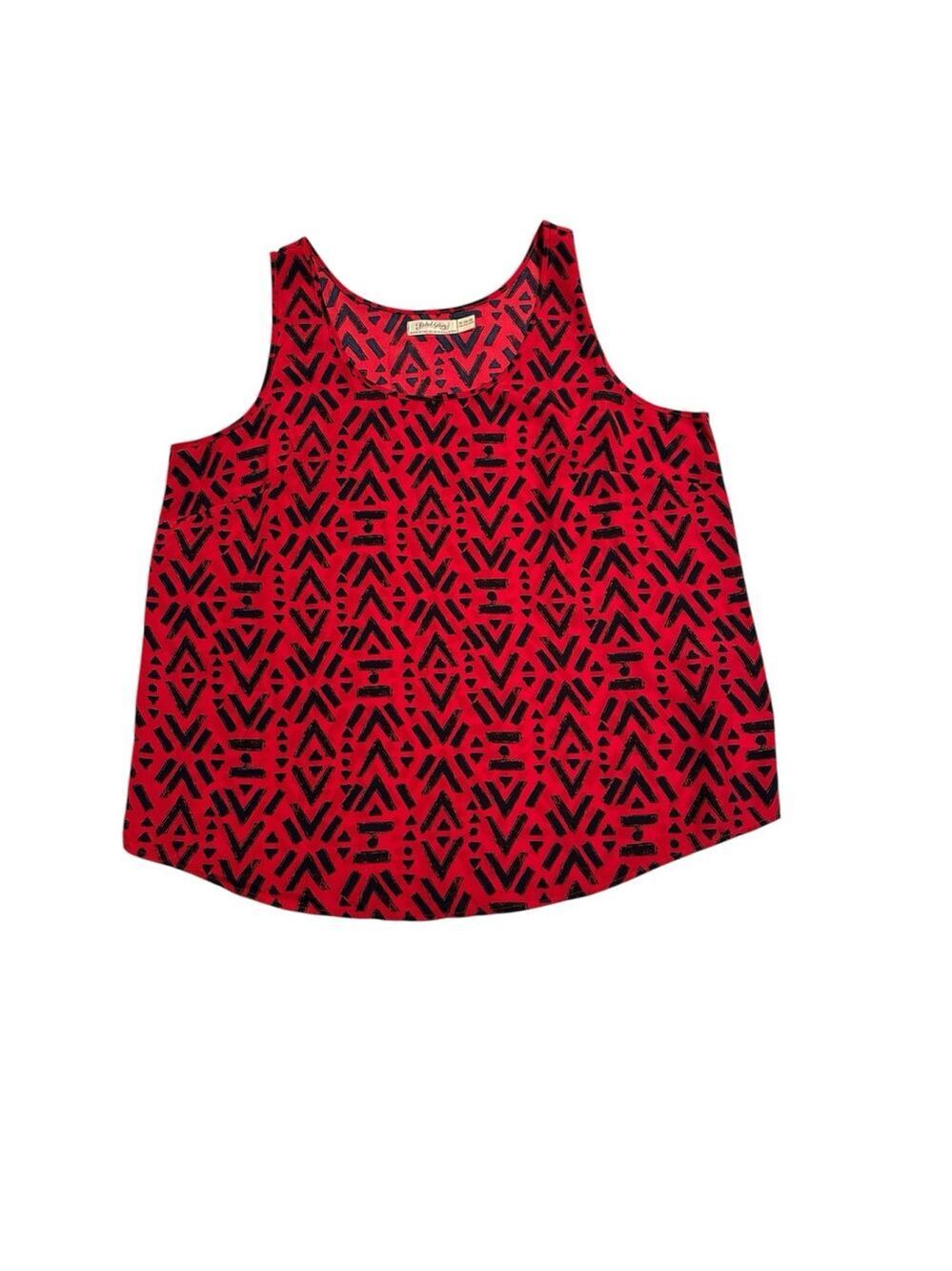 Faded Glory Tank Top Womens XL 16-18 Red Southwestern Sleeveless Shell Blouse